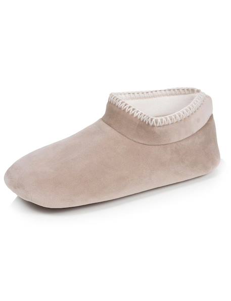 Chaussons bottillons velours, semelle gomme antidérapante Beige 6 - vertbaudet enfant 