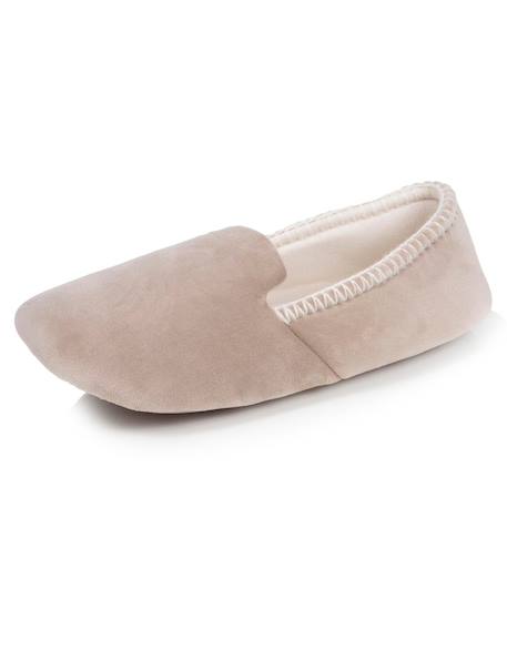 Chaussons slippers velours, semelle gomme antidérapante Beige 6 - vertbaudet enfant 
