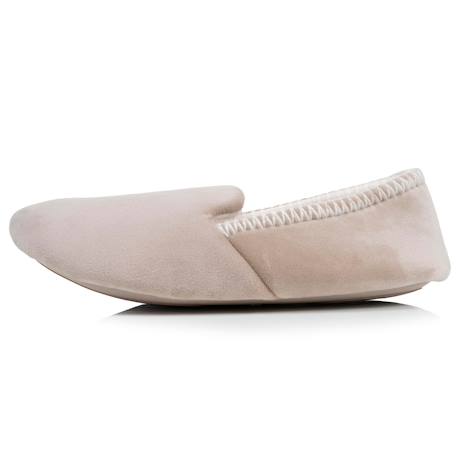 Chaussons slippers velours, semelle gomme antidérapante Beige 4 - vertbaudet enfant 