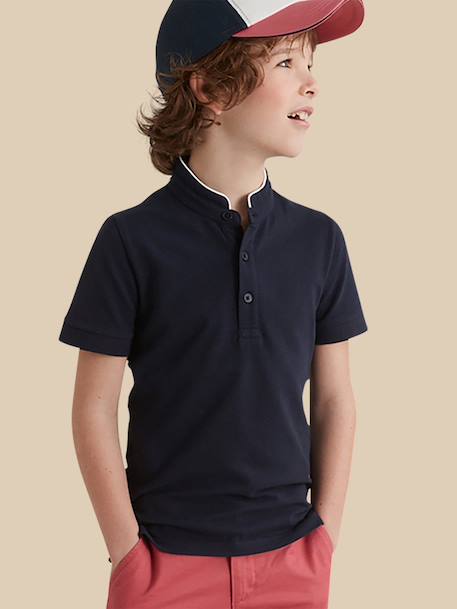 Polo garçon - coton bio Bleu fonce uni 3 - vertbaudet enfant 