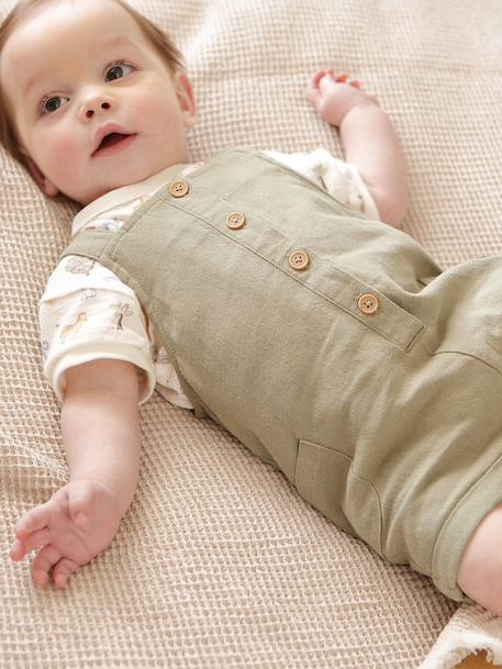 Ensemble body salopette bébé garçon kaki 2 - vertbaudet enfant 