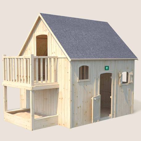 Cabane en bois sur pilotis avec mezzanine et bac à sable duplex Marron 2 - vertbaudet enfant 