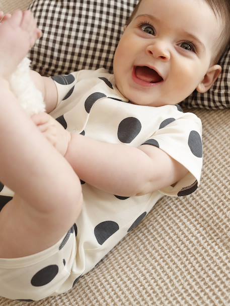 Coffret bébé 2 combishorts en coton bio beige chiné 2 - vertbaudet enfant 