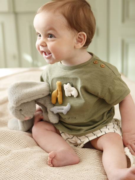 Ensemble 2 pièces coton garçon kaki 2 - vertbaudet enfant 