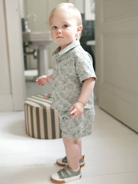 Ensemble chemise short bébé garçon vert sauge 1 - vertbaudet enfant 