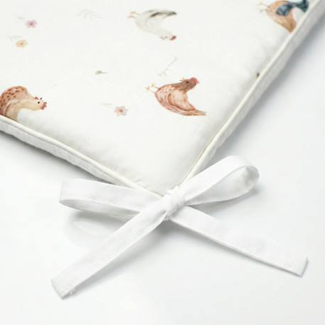 Tour de lit universel en gaze de coton gallina Écru – motif poules champêtre 3 - vertbaudet enfant 