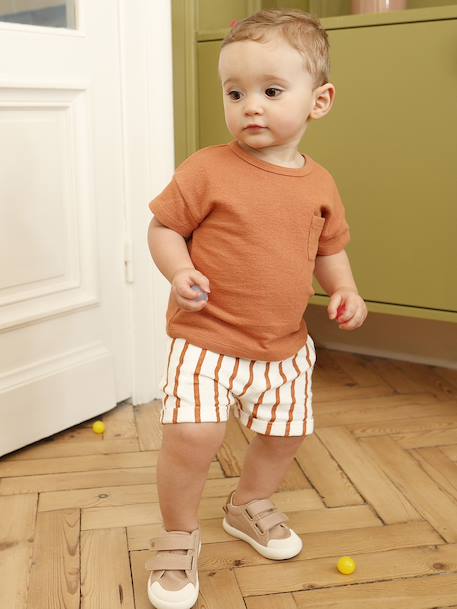 Ensemble short t-shirt à personnaliser noisette+vert sauge 1 - vertbaudet enfant 