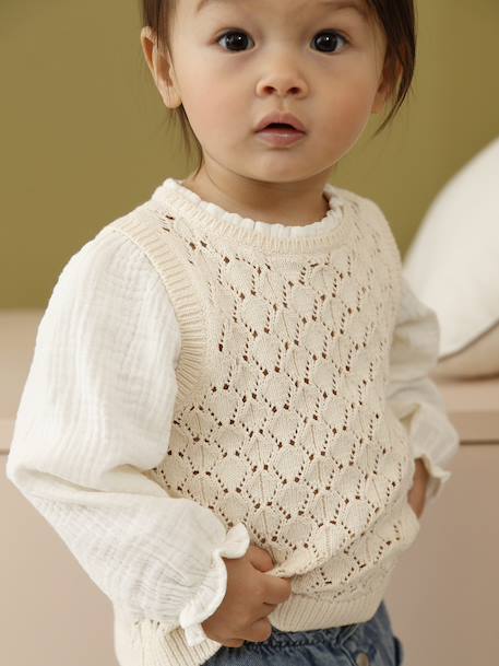 Pull bébé fille 2 en 1 écru 1 - vertbaudet enfant 