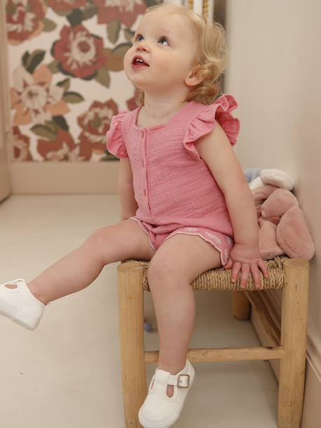 Combinaison courte bébé fille rose 1 - vertbaudet enfant 