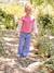 Jean large fille brodé bleu moyen+denim bleached 9 - vertbaudet enfant 