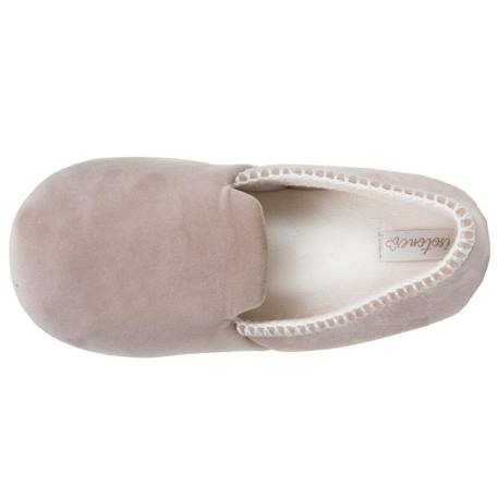 Chaussons slippers velours, semelle gomme antidérapante Beige 3 - vertbaudet enfant 