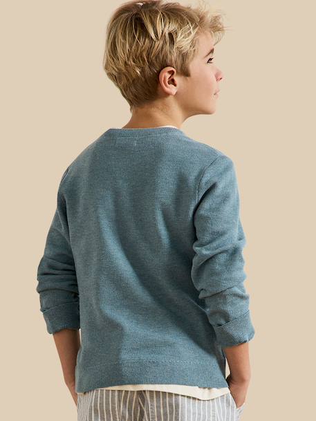 Pull maille fantaisie Celadon clair chine+Orage 5 - vertbaudet enfant 