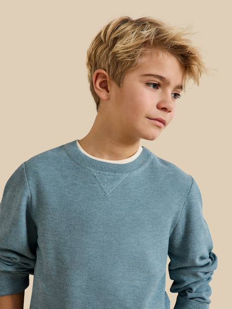 Pull maille fantaisie Celadon clair chine+Orage 6 - vertbaudet enfant 