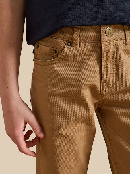 Pantalon 5 poches garçon Denim bleu+Kaki+Marine clair+Toffee 15 - vertbaudet enfant 