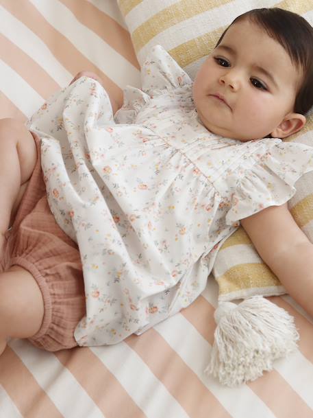 Robe manches courtes fille bébé écru 1 - vertbaudet enfant 