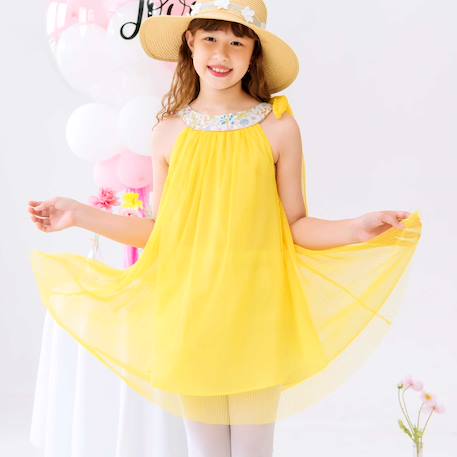 Robe demoiselle d'honneur  col liberty   alizée Jaune fleuri rose bleu+Rose fleuri multicolore 5 - vertbaudet enfant 