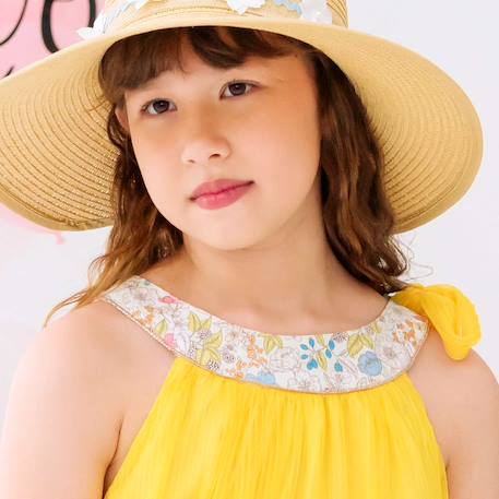 Robe demoiselle d'honneur  col liberty   alizée Jaune fleuri rose bleu+Rose fleuri multicolore 2 - vertbaudet enfant 