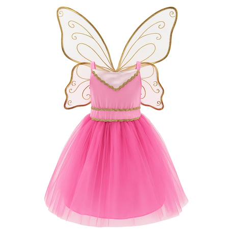Déguisement enfant robe de fée noa avec ailes dorées Rose 2 - vertbaudet enfant 