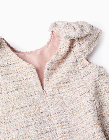 Robe évasée en tweed avec nœuds décoratifs Rose clair 4 - vertbaudet enfant 