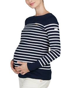 Vêtements de grossesse-Marinière de grossesse et d'allaitement benodet blanc