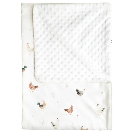 Couverture légère en minky gallina Écru – motif poules champêtre 1 - vertbaudet enfant 