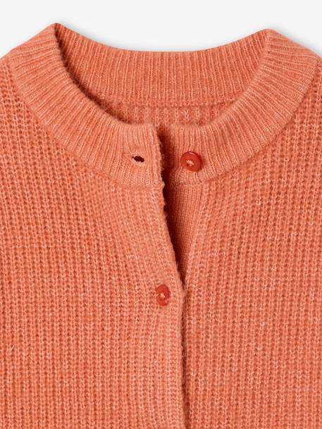 Gilet fille maille fine mousseuse corail+gris chiné+pivoine 4 - vertbaudet enfant 