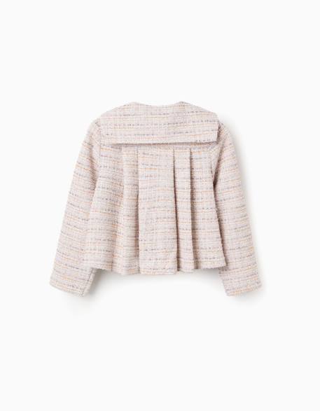 Veste en tweed à col marin et plis Rose clair 3 - vertbaudet enfant 