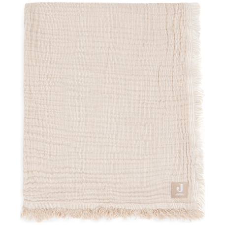 Couverture en gaze de coton fringe stripe biscuit (75 x 100 cm) Beige 2 - vertbaudet enfant 