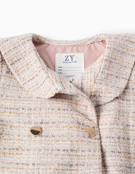 Veste en tweed à col marin et plis Rose clair 4 - vertbaudet enfant 