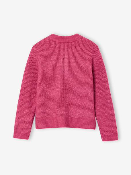 Gilet fille maille fine mousseuse corail+gris chiné+pivoine 10 - vertbaudet enfant 