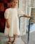Robe en lin à manches ballon et broderie Beige 1 - vertbaudet enfant 