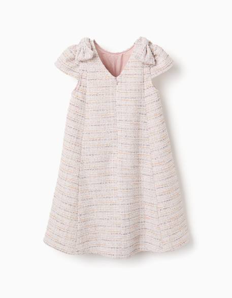 Robe évasée en tweed avec nœuds décoratifs Rose clair 3 - vertbaudet enfant 
