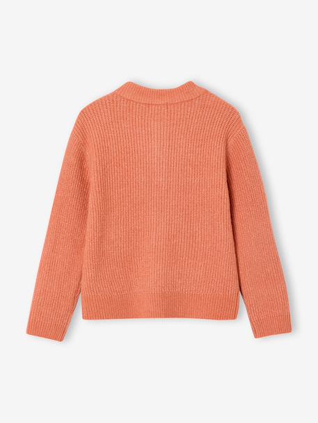 Gilet fille maille fine mousseuse corail+gris chiné+pivoine 3 - vertbaudet enfant 