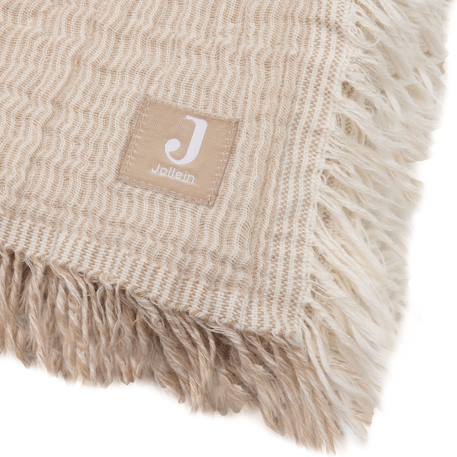 Couverture en gaze de coton fringe stripe biscuit (75 x 100 cm) Beige 4 - vertbaudet enfant 