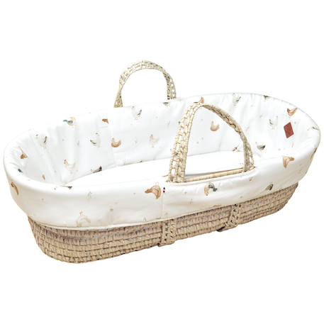 Couffin bébé avec matelas habillage et drap housse gallina Écru – motif poules champêtre 1 - vertbaudet enfant 