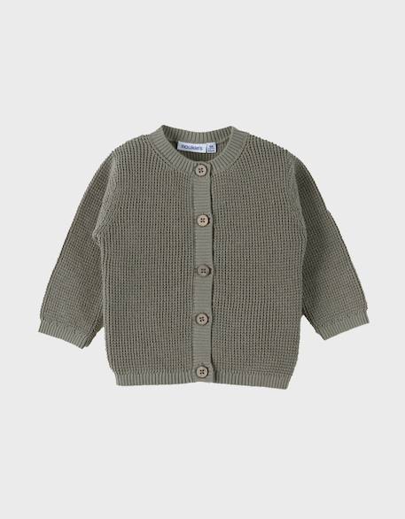 Cardigan en tricot coton Vert 1 - vertbaudet enfant 