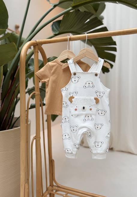 Ensemble salopette bébé et t-shirt mini rêve Ecru 1 - vertbaudet enfant 