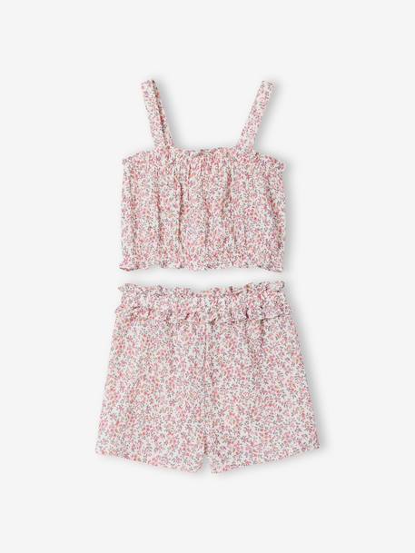 Ensemble short fille gaze coton blanc imprimé 4 - vertbaudet enfant 