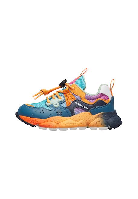 Sneakers en simili cuir et tissu technique yamano 3 junior. Marine-orange 3 - vertbaudet enfant 
