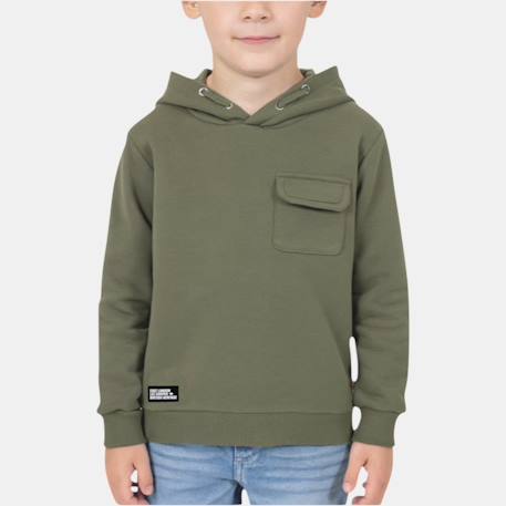 Sweat à capuche garçon imprimé Gris anthracite+Gris clair+Kaki+Marine 9 - vertbaudet enfant 
