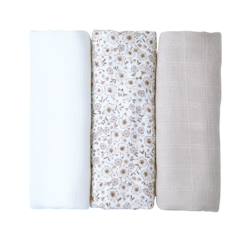 Puériculture-Matelas, accessoires de lange-Lange-Lot de 3 langes gaze de coton bio