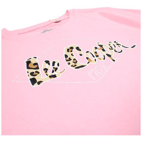 Ensemble  fille -  t-shirt manches courtes et short motif léopard Blanc+Noir+Rosatre 15 - vertbaudet enfant 