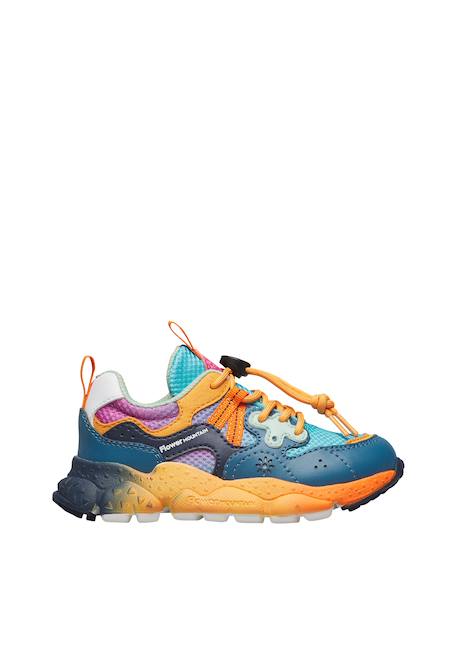 Sneakers en simili cuir et tissu technique yamano 3 junior. Marine-orange 1 - vertbaudet enfant 