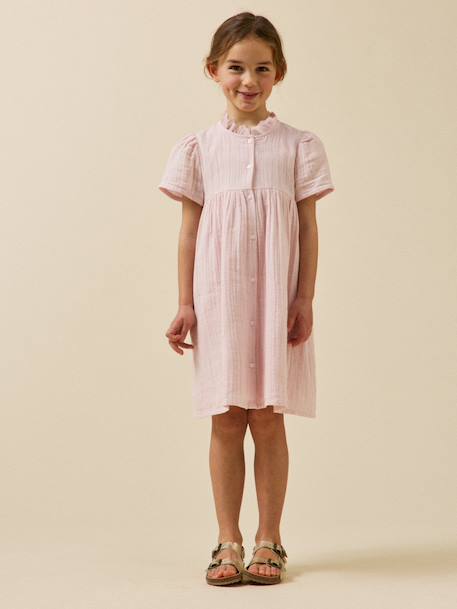 Robe en gaze de coton fille Rose tendre 5 - vertbaudet enfant 