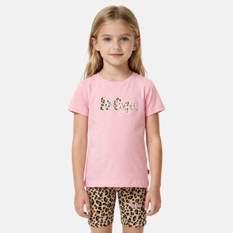 Fille-Ensemble  fille -  t-shirt manches courtes et short motif léopard