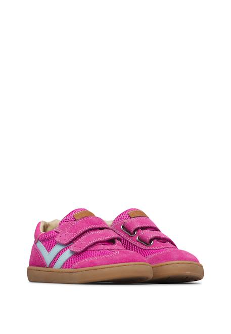 Sneakers en cuir et tissu kevis 2 vl. Blanc-noir-+Céleste-+Fuchsia-+Gris tourterelle-+Vert menthe- 12 - vertbaudet enfant 