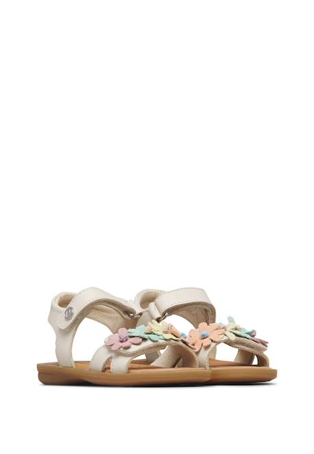 Sandales en cuir nindy Blanc crème+Cognac- 2 - vertbaudet enfant 