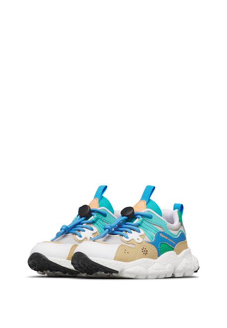 Sneakers en simili cuir et tissu technique yamano 3 junior. Blanc-beige-+Marron-jaune 5 - vertbaudet enfant 
