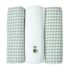 Puériculture-Lot de 3 langes gaze de coton bio