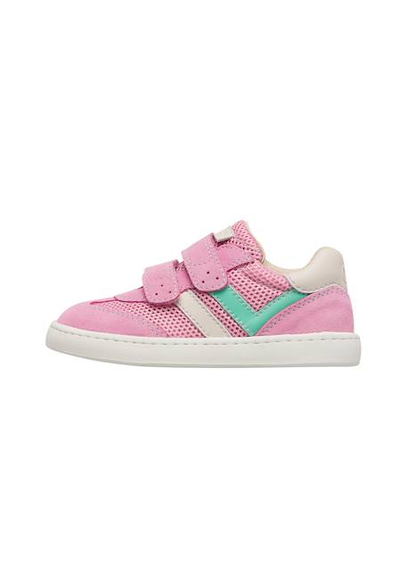 Sneakers en cuir et tissu Kevis 2 vl. Blanc-rose- 3 - vertbaudet enfant 